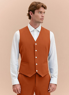 front James Burnt Orange Structured Stretch Suit Vest