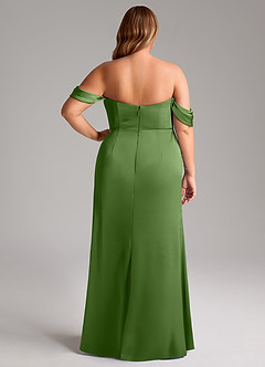 Azazie Saige Vestidos de damas de honor Vestido de Albahaca de Satén Elástico de Corte Recto con Vestidos sin tirantes image12