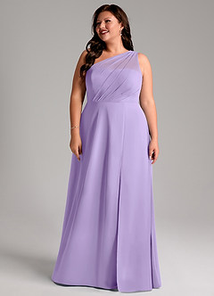 Azazie Phaedra Jurken voor bruidsmeisjes Jurk van Chiffon met A-Lijn One-Shoulder Lila image8