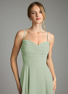 Azazie Ayla Abiti da Damigella Abito A-Line in Chiffon Scollo a Cuore Verde Salvia image3