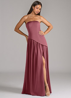 Azazie Adeline Bridesmaid Dresses Desert Rose A-Line Strapless Stretch Satin Convertible Dress image4