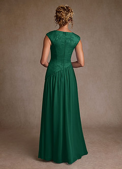 Azazie Kalleen Kleider für die Brautmutter A-Linie Plissee Chiffon Kleid Smaragd image3