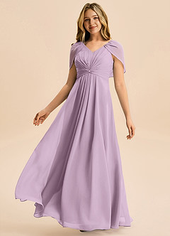 Azazie Emma Junior Wisteria A-Line Pleated Chiffon Dress image4