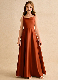 Azazie Joella Girls Formal Flower Girl Klänningar Klä A-Line i Stretch Satin Plisserad image4