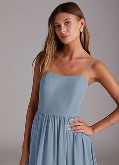 Azazie Calianna Bridesmaid Dresses Dusty Blue A-Line Off the Shoulder Chiffon Convertible Dress image2