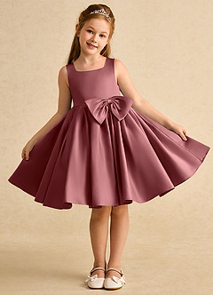 Azazie Jessie Flower Girl Dresses Amethyst A-Line Bow Matte Satin Dress image2