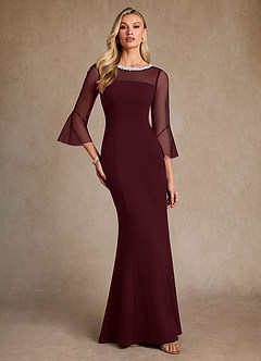 Azazie Bellevie Suknie dla Matki Panny Młodej Osłona Zroszony Rozciągliwy Krep Długość podłogi Sukienka image4