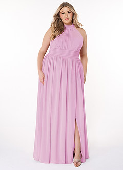 Azazie Iman Bridesmaid Dresses Candy Pink A-Line A-Line Ruched Chiffon Dress image8
