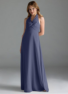 Azazie Tessie Junior Stormy A-Line Pleated Chiffon Dress image1