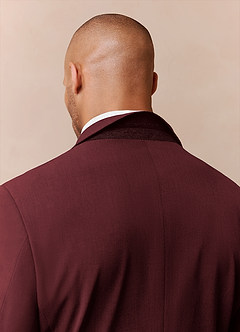 front Savile Burgundy Wool Blend Suit Jacket