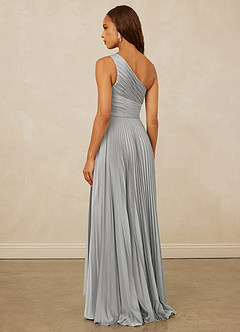 Christian Siriano Bridal for Azazie 1008 Bridesmaid Dresses Silver A-Line One Shoulder Stretch Satin Dress image2