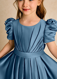Azazie Miriam Abiti da Ragazza di Fiori Abito Principessa in Raso Opaco Plissettato Bermuda image8