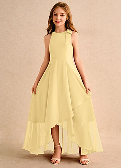 Azazie Boop Girls Formal Robe Demoiselle D'honneur Fillette Robe Trapèze en Mousseline de soie Nœud Beurre image5