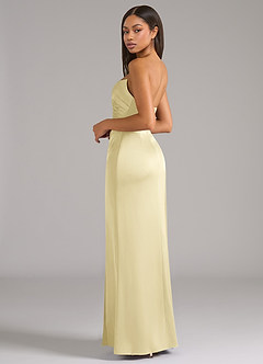 Azazie Marla Brudtärnklänningar Klä av Tubklänning i Stretch Satin Axelbandslös Citronsorbet Konvertibel image5