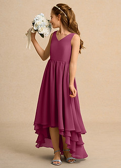 Azazie Kitten Girls Formal Flower Girl Dresses Mulberry A-Line Chiffon Dress image5