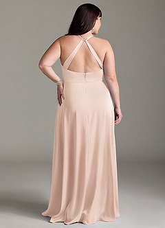Azazie Davis Bridesmaid Dresses Blushing Pink A-Line Pleated Stretch Satin Dress image8