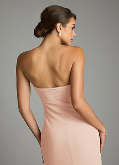 Azazie Saylor Vestidos de damas de honor Vestido de Rosa Inglesa de Gasa de Corte Sirena con Sin tirantes image10