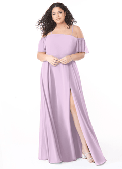 Azazie Sue Bridesmaid Dresses Frosted Lilac A-Line Off the Shoulder Chiffon Convertible Dress image6