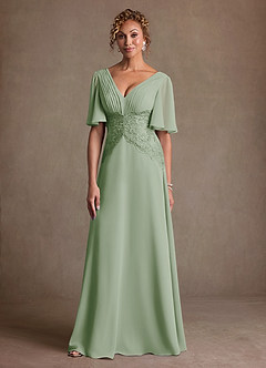 Azazie Milliat Suknie dla Matki Panny Młodej Linia A Koronka Szyfon Długość podłogi Sukienka image4