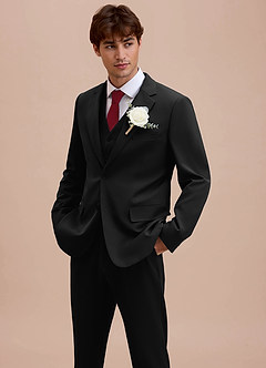 front Ethan Negro Traje de tres piezas de tejido refinado