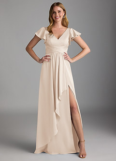 Azazie Omari Bridesmaid Dresses White Alabaster A-Line Stretch Satin Dress image6