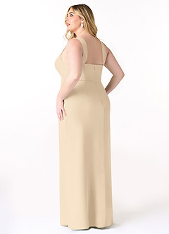 Azazie Denice Bridesmaid Dresses Champagne Sheath Pleated Chiffon Dress image12