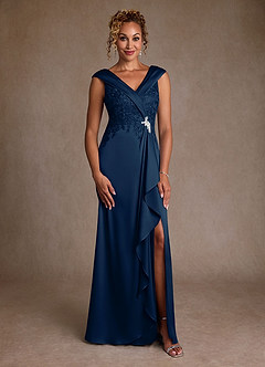 Azazie Santa Monica Kleider für die Brautmutter A-Linie Spitze Kleid Dunkelmarine image3