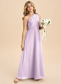 Azazie Phaedra Junior Frosted Lilac A-Line Pleated Chiffon Dress image6