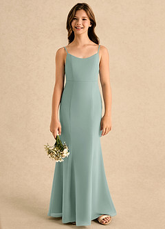 Azazie Kennie Girls Formal Flower Girl Klänningar Klänning Sjöjungfru i Chiffong Plisserad image2