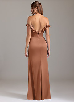 Azazie Callie Bridesmaid Dresses Bronzer A-Line Ruched Stretch Satin Convertible Dress image7