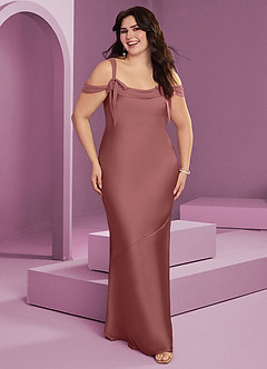 Barbie ♥ Azazie Abiti da Damigella Abito Tubino in Raso Elasticizzato Plissettato Ametista image1