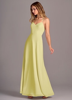 Azazie Mei Bridesmaid Dresses Lemon Sorbet A-Line Chiffon Dress image4