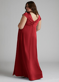 Azazie Allessia Maternity Bridesmaid Dresses A-Line Pleated Stretch Satin Floor-Length Dress image9