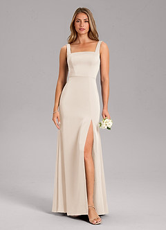 Azazie Frostine Bridesmaid Dresses White Alabaster A-Line Bow Stretch Satin Dress image9