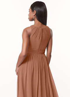 Azazie Harper Brautjungfernkleider A-Linie Plissee Chiffon Kleid Bronzer image4