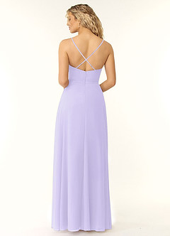 Azazie Naeem Brautjungfernkleider A-Linie V-Hals Rüsche Chiffon Kleid Flieder image2