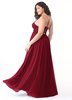 Azazie Aaida Brautjungfernkleider A-Linie Korsett Chiffon Kleid Burgunderrot image10