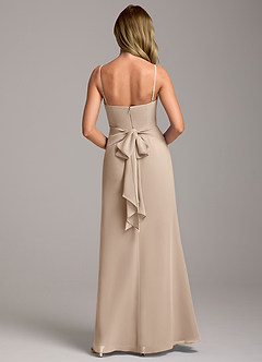 Azazie Tahlia Bridesmaid Dresses Taupe A-Line with Belt Chiffon Dress image6
