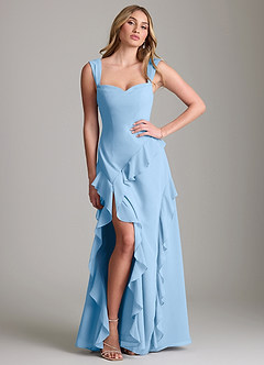Azazie Sloane Bridesmaid Dresses Powder Blue A-Line Sweetheart Neckline Chiffon Dress image3