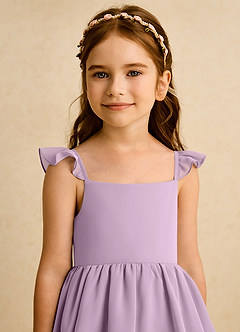 Azazie Boba vestidos de niña de las flores Vestido de Glicinia de Gasa de Corte En A con Escote Cuadrado image8