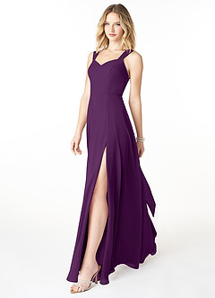 Azazie Julie Bridesmaid Dresses Grape A-Line Sweetheart Neckline Chiffon Dress image3