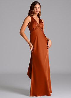 Azazie Hati Brudtärnklänningar Klä av Sjöjungfru i Stretch Satin Bränd Apelsin image4