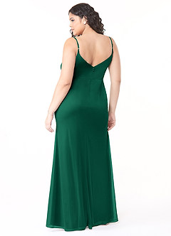 Azazie Deandra Bridesmaid Dresses Emerald Mermaid Pleated Mesh Dress image7