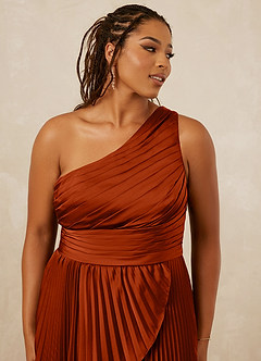 Christian Siriano Bridal for Azazie 1008 Bridesmaid Dresses Paprika A-Line One Shoulder Stretch Satin Dress image12