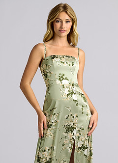 Azazie Wren Brudtärnklänningar Klä av A-Linje i Stretch Satin Axelbandslös Blommiga Rankor Konvertibel image2