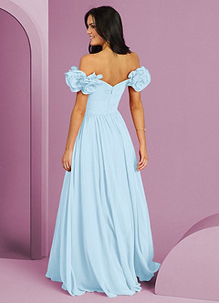 Barbie ♥ Azazie Bridesmaid Dresses Sky Blue A-Line Off the Shoulder Chiffon Convertible Dress image2