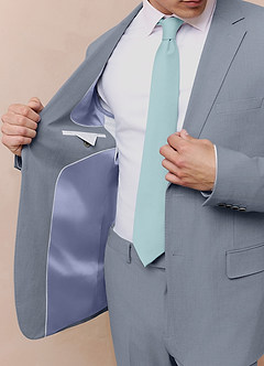 front Savile Light Blue Wool Blend Suit Jacket