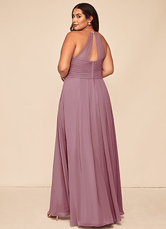 Azazie Ginger Bridesmaid Dresses Vintage Mauve A-Line Halter Pleated Chiffon Dress image11