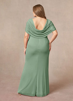 Azazie Luisa Mother of the Bride Dresses Matcha Mermaid V-Neck Pleated Mesh Dress image8