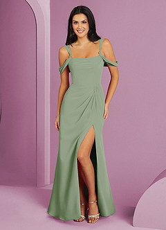 Barbie ♥ Azazie At-home Try On Dresses Dusty Sage A-Line Off the Shoulder Chiffon Dress image1